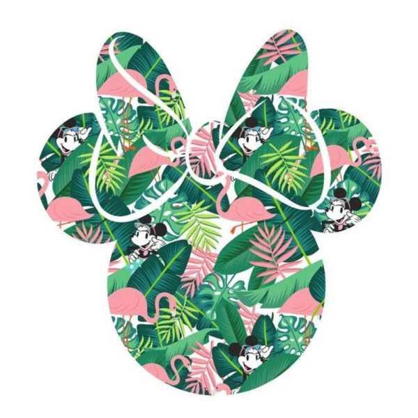 MURALE RONDE AUTO-ADHESIVE ''MINNIE HEAD TROPICAL'' 128 CM