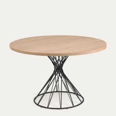 TABLE RONDE NIUT EN MELAMINE FINITION NATURELLE ET PIEDS EN ACIER FIN