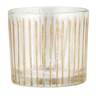 BOUGEOIR POUR PETITES BOUGIES 6.3 CM VERRE A RAYURES DOREES
