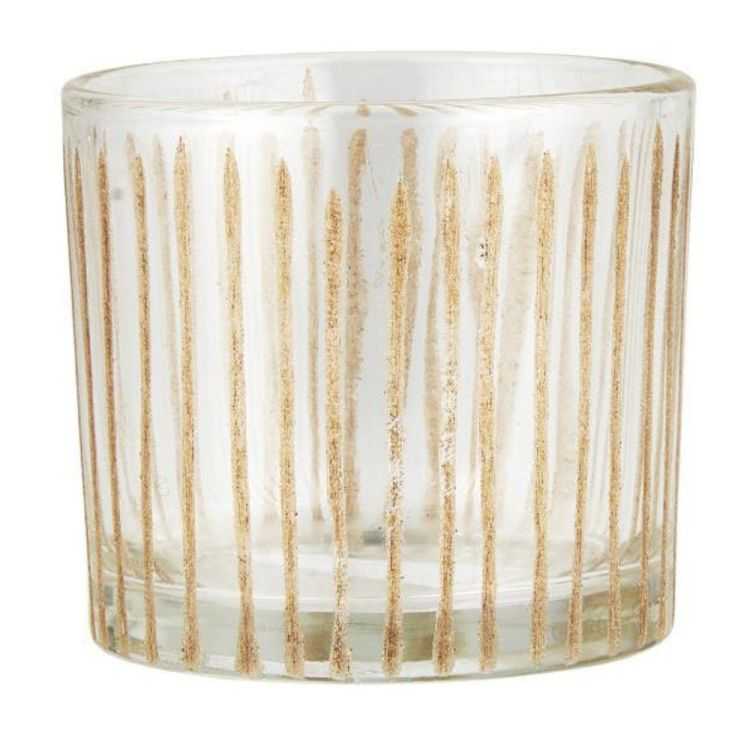 BOUGEOIR POUR PETITES BOUGIES 6.3 CM VERRE A RAYURES DOREES