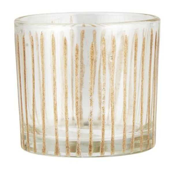 BOUGEOIR POUR PETITES BOUGIES 6.3 CM VERRE A RAYURES DOREES