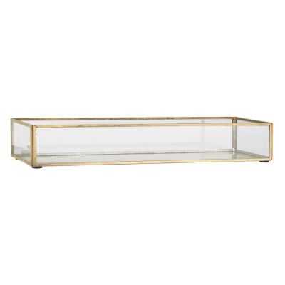 BOITE OUVERTE OBLONGUE EN VERRE ET METAL