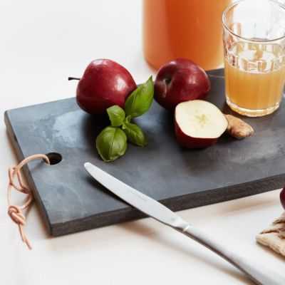 PLANCHEDE SERVICE OBLONGUE EN PIERRE AVEC FICELLE EN CUIR