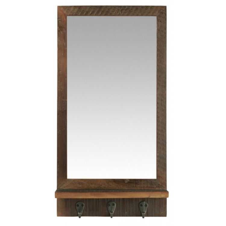 MIROIR AVEC ETAGERE ET 3 PATERES CADRE BOIS