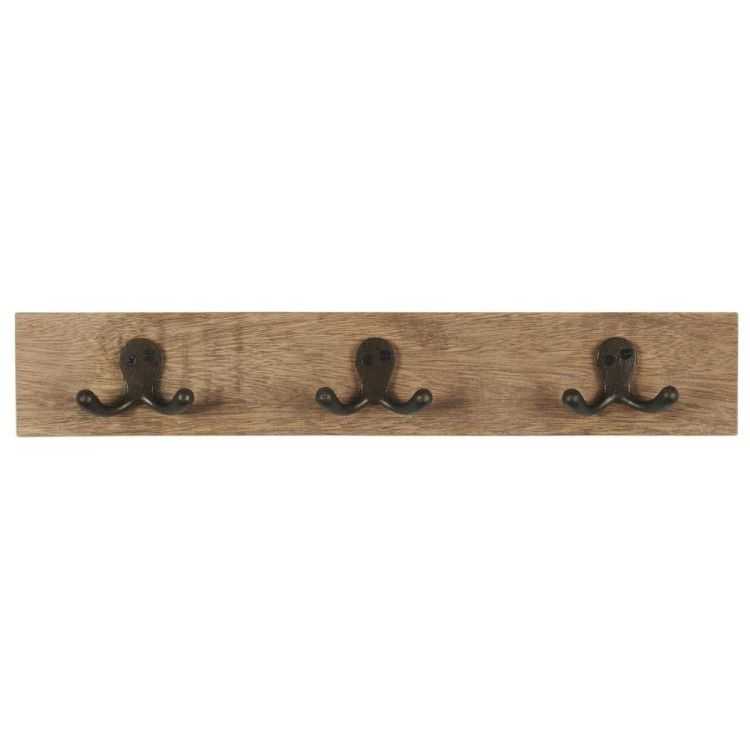 PATÈRE MURALE EN BOIS 3 CROCHETS DOUBLES