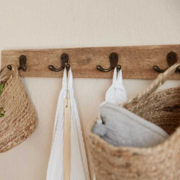 PATERE MURALE EN BOIS 5 CROCHETS DOUBLES
