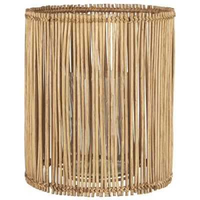 BOUGEOIR ROND EN ROTIN AVEC INSERT EN VERRE