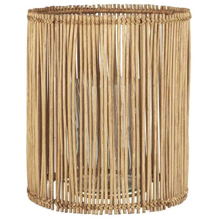BOUGEOIR ROND EN ROTIN AVEC INSERT EN VERRE