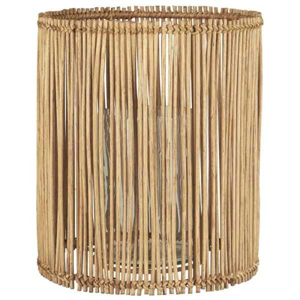 BOUGEOIR ROND EN ROTIN AVEC INSERT EN VERRE