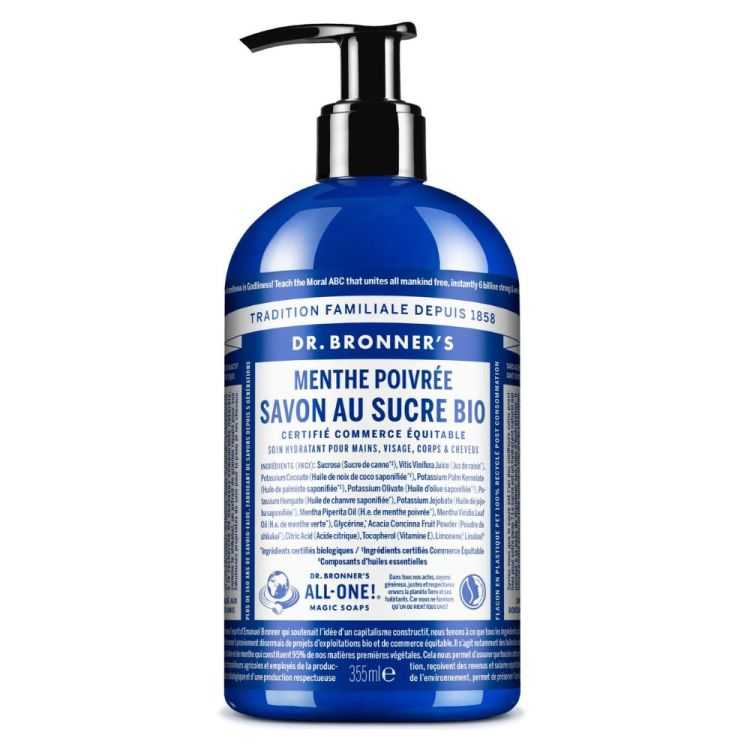 SAVON LIQUIDE AU SUCRE BIO MENTHE POIVREE FLACON-POMPE 355 ML