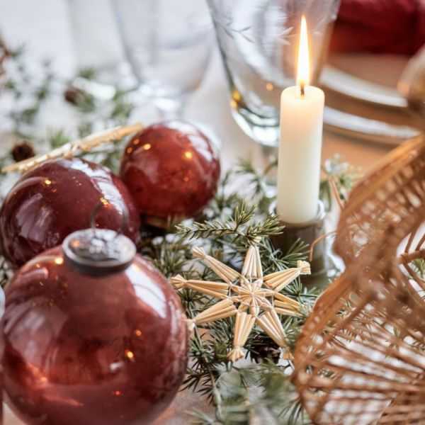 BOULE DE NOEL DIAM 5.8 CM EN VERRE GALET CORAIL AMANDE