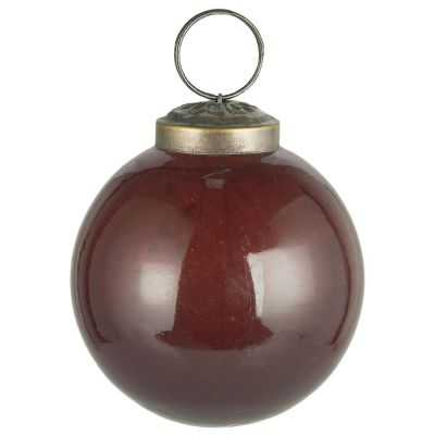 BOULE DE NOEL DIAM 5.8 CM EN VERRE GALET CORAIL AMANDE