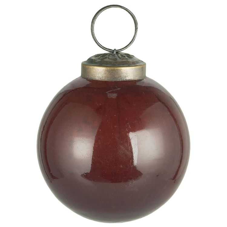 BOULE DE NOEL DIAM 5.8 CM EN VERRE GALET CORAIL AMANDE