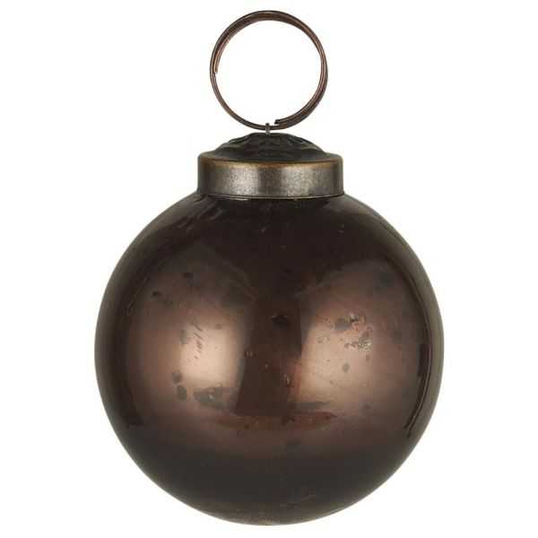 BOULE DE NOEL EN VERRE GALET DIAM 5,8 CM RUSTIQUE BRUN
