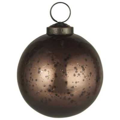 BOULE DE NOEL DIMA 8 CM EN VERRE GALET RUSTIQUE BRUN