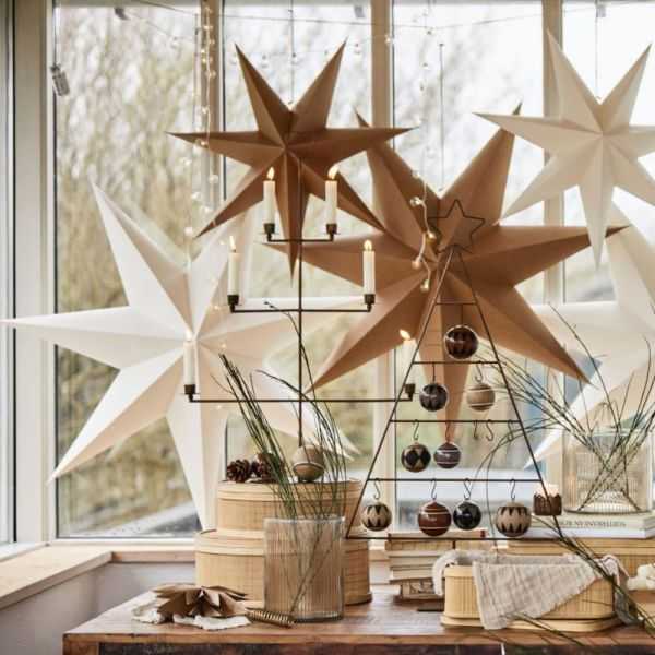 ORNEMENT NOEL 3 MOTIFS PAPIER MACHE BEIGE ET NOIR
