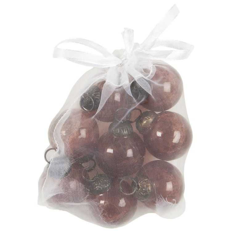 SAC AVEC 8 DECORATIONS DE NOEL MINI MARRON RUSTIQUE