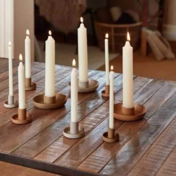 BOUGEOIR POUR BOUGIE DE DINER COULEUR BRIQUE