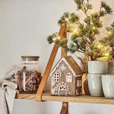 MAISON PHOTOPHORE PAIN D'ÉPICE FLOCON