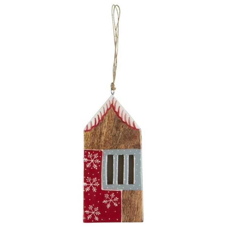 MAISON A SUSPENDRE AVEC MOTIF ROUGE, BLANC ET GRIS