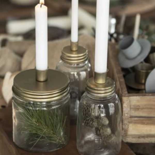 BOUGEOIR POUR BOUGIE DE DINER COUVERCLE EN METAL