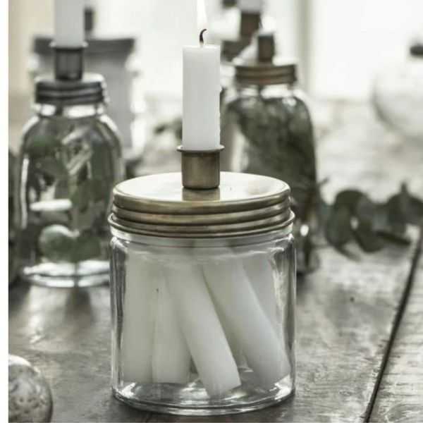 BOUGEOIR POUR BOUGIE DE DINER COUVERCLE EN METAL