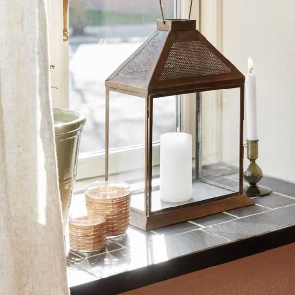 BOUGEOIR VERRE POUR BOUGIE CHAUFFE-PLAT TRESSE EN ROTIN