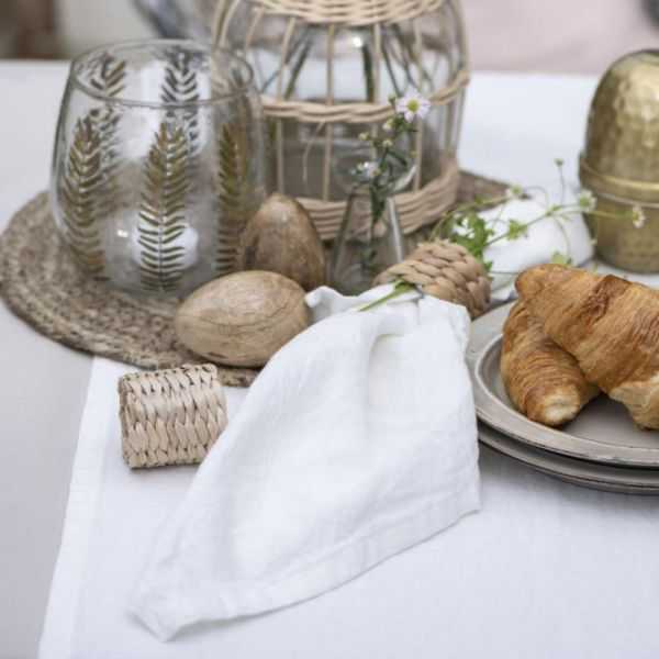 CHEMIN DE TABLE FREJA LIN/COTON CREME AU BEURRE