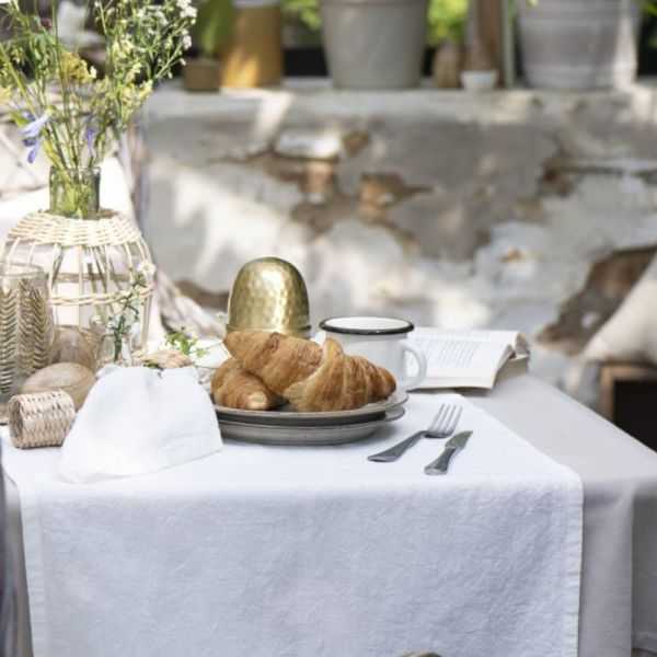 CHEMIN DE TABLE FREJA LIN/COTON CREME AU BEURRE