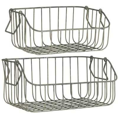 LOT DE 2 PANIERS AVEC POIGNEES MOBILES