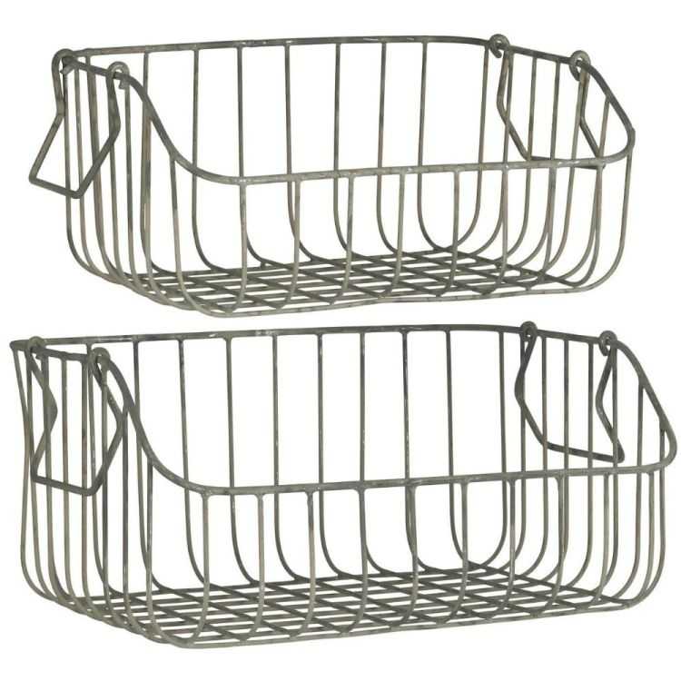 LOT DE 2 PANIERS AVEC POIGNEES MOBILES