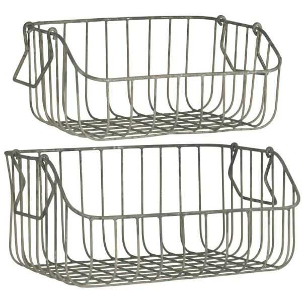 LOT DE 2 PANIERS AVEC POIGNEES MOBILES