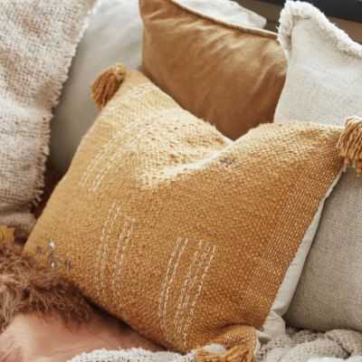 HOUSSE DE COUSSIN SADA COGNAC ET ECRUE 2