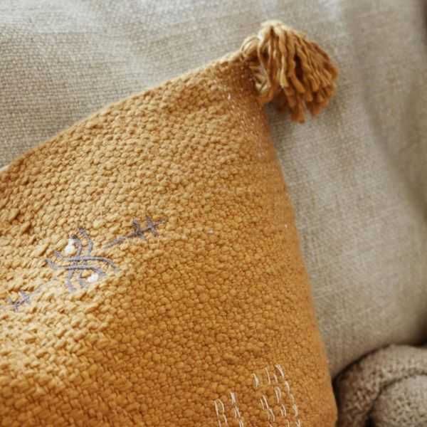 HOUSSE DE COUSSIN SADA COGNAC ET ECRUE