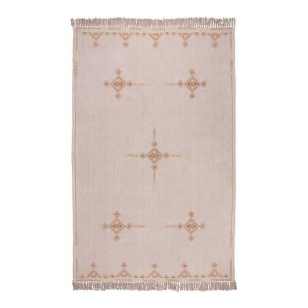 TAPIS AVEC BRODERIE ROSE CLAIR