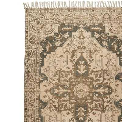 TAPIS TISSE A LA MAIN MARRON ET PETROLE 2