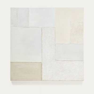 TABLEAU PINEDA ABSTRAIT 95 X 95 CM BLANC