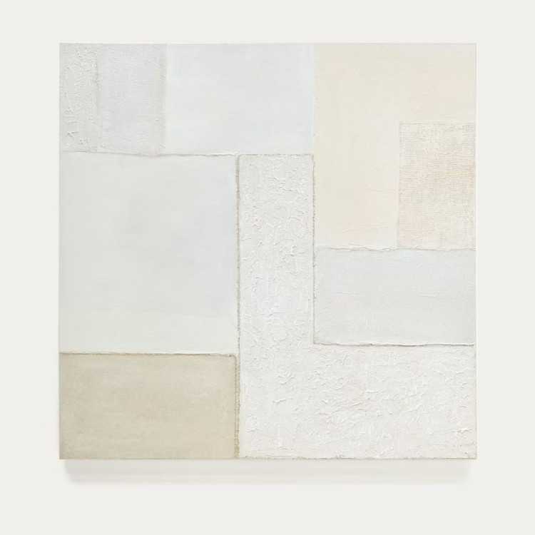 TABLEAU PINEDA ABSTRAIT 95 X 95 CM BLANC