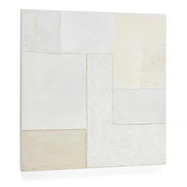TABLEAU PINEDA ABSTRAIT 95 X 95 CM BLANC