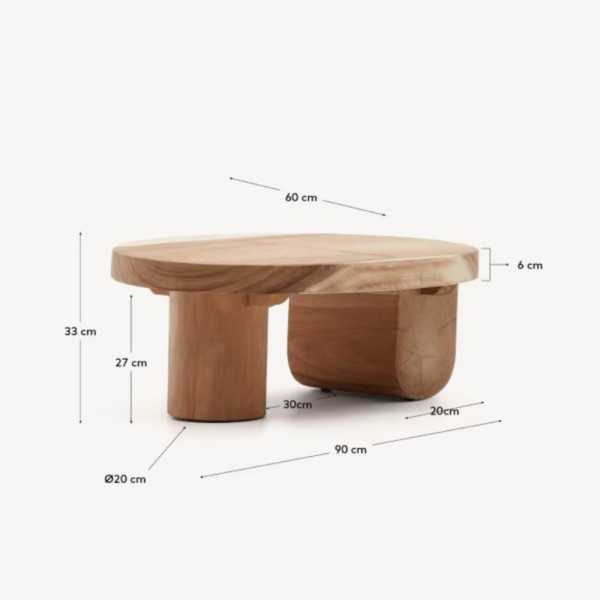 TABLE BASSE MOSI EN BOIS DE MUNGUR 90 X 60 CM