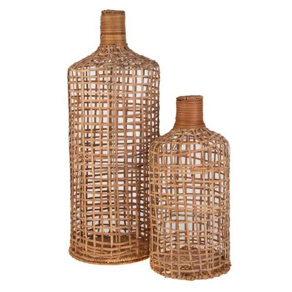 SET 2 BOUTEILLES EN ROTIN 60 X 22 CM