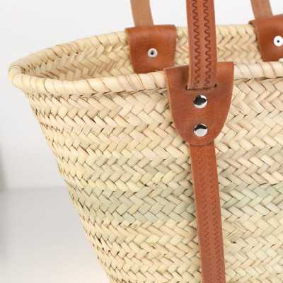 CABAS TRESSE PALMIER AVEC ANSES CUIR 42 X 18 X 25 CM 2