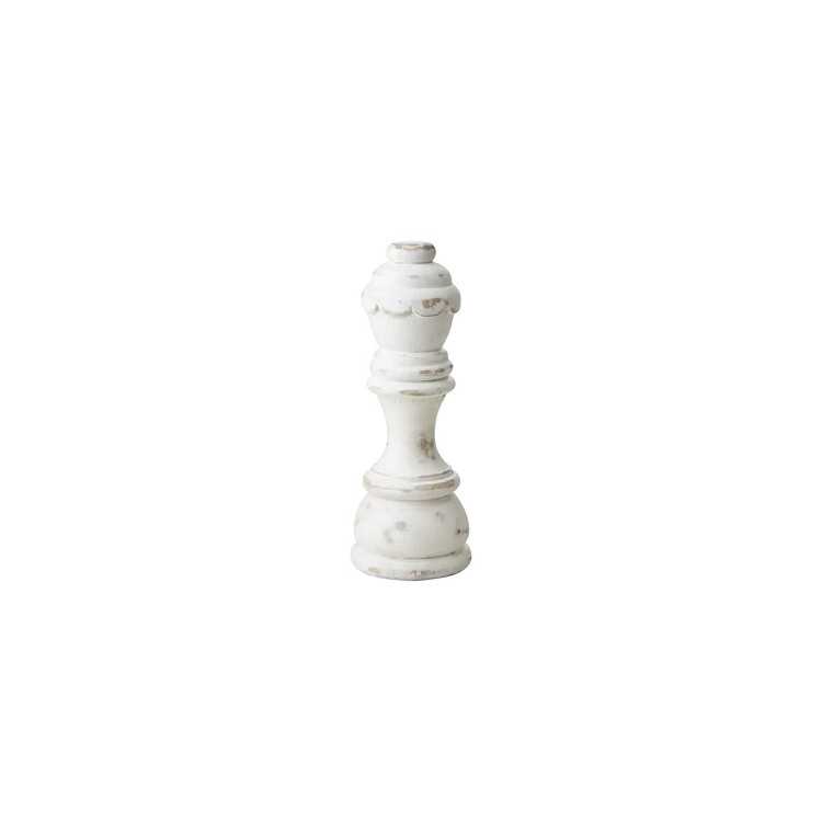 PEÇA DE XADREZ DECORATIVA 9XH23CM MADEIRA BRANCA