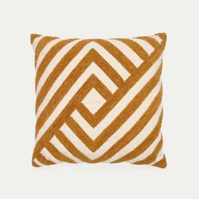 HOUSSE DE COUSSIN MIHAI EN CHENILLE MOUTARDE 45 X 45 CM