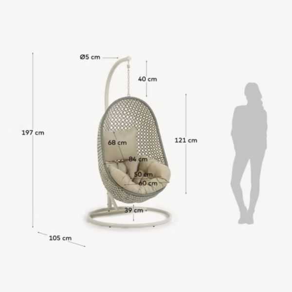 FAUTEUIL SUSPENDU CIRA GRIS CLAIR SUR PIED MULTICOLORE