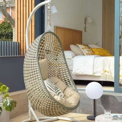 FAUTEUIL SUSPENDU CIRA GRIS CLAIR SUR PIED MULTICOLORE 2