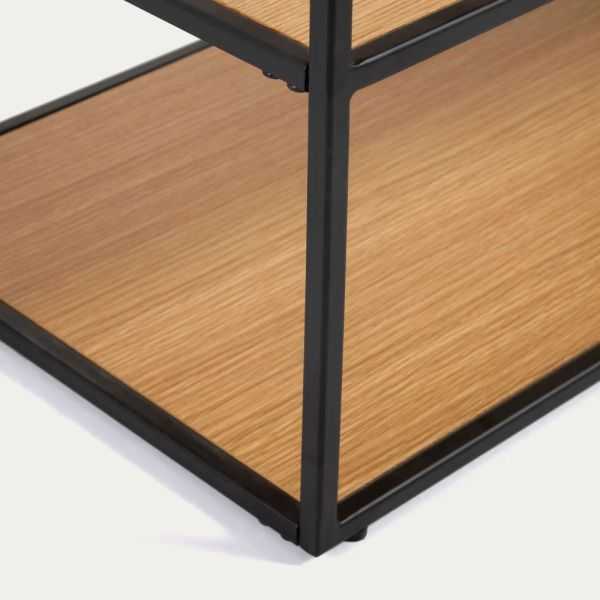 MEUBLE TV YOANA EN PLACAGE DE CHENE ETMETAL NOIR 160 X 40 CM