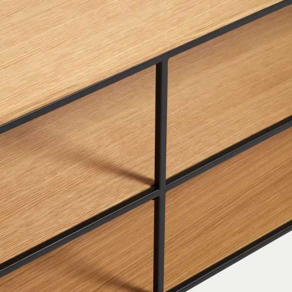 MEUBLE TV YOANA EN PLACAGE DE CHENE ETMETAL NOIR 160 X 40 CM
