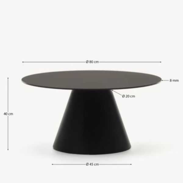 TABLE BASSE WILSHIRE EN VERRE TREMPE ET METAL AVEC FINITION PEINTURE