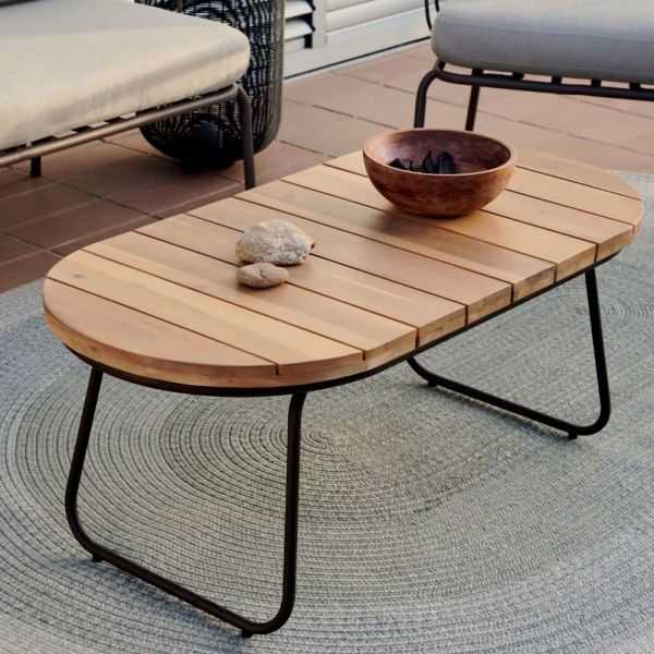 TABLE BASSE SALGUER BOIS ACACCIA ACIER MARRON 100 X 50 CM